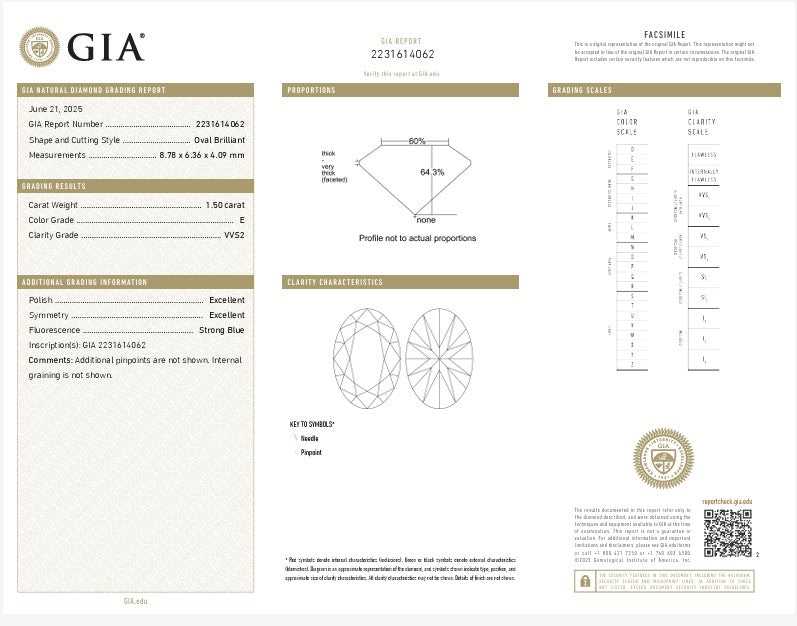 14 kt ring Solitair oval GIA 1.50 Ct