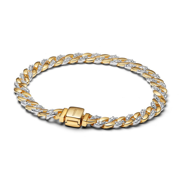 Pandora Timeless Gold Plated Two-tone Pavé Cuban Chain Bracelet – maat 18