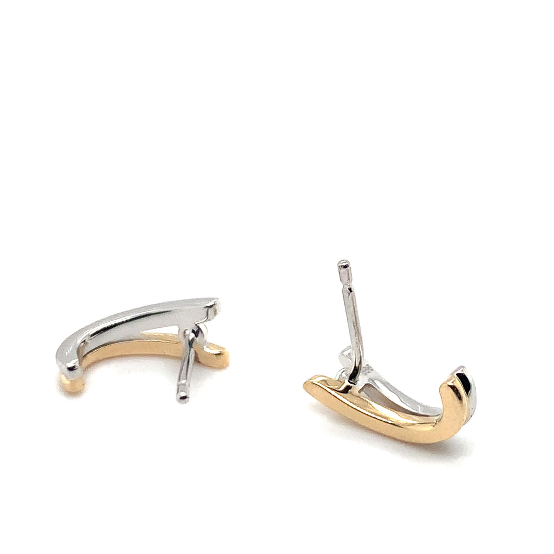 14 Karaat Bicolor Oorknoppen met Diamant 2 x 0.03 ct W/VSI