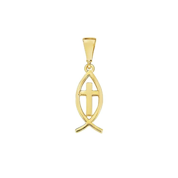 14 kt Geelgouden hanger Vis met Kruis GH2304