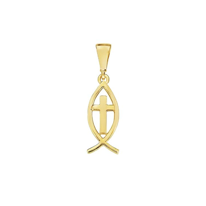 14 kt Geelgouden hanger Vis met Kruis GH2304