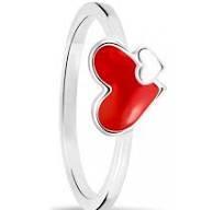 zilveren ring rood hart 579.019.44