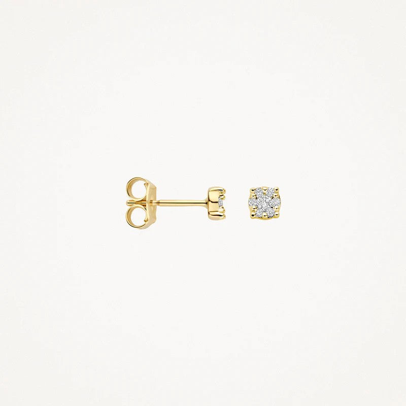 Oorknopjes met Diamanten in Illusiezetting 2x 0.07ct – 14k Geelgoud 7639YDI