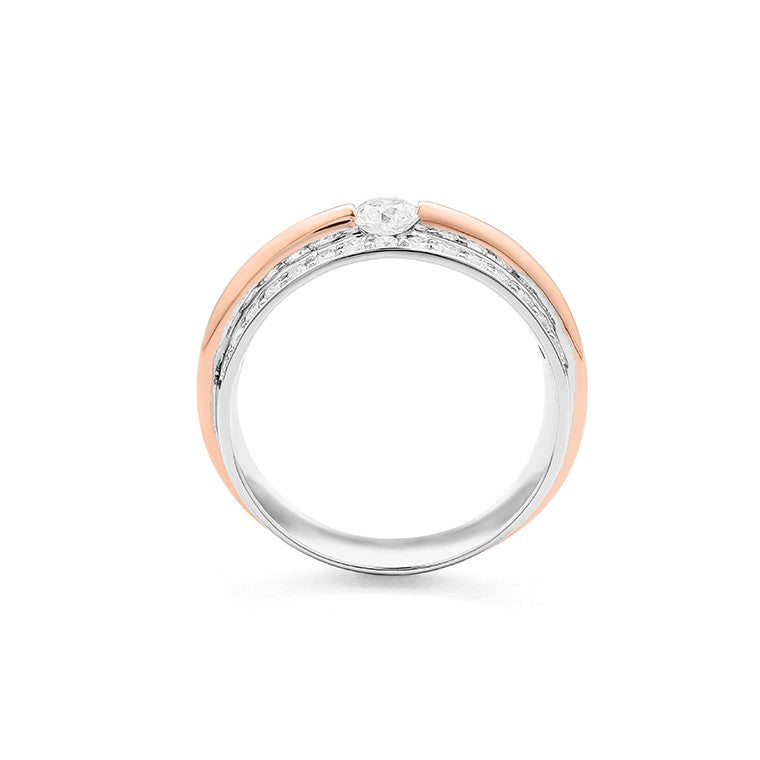 14 Karaat Bicolor Gouden Ring met Diamanten 0,80 ct