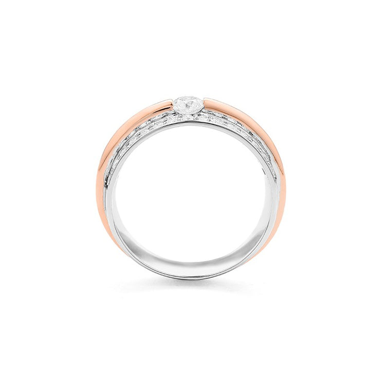 14 Karaat Bicolor Gouden Ring met Diamanten 0,80 ct
