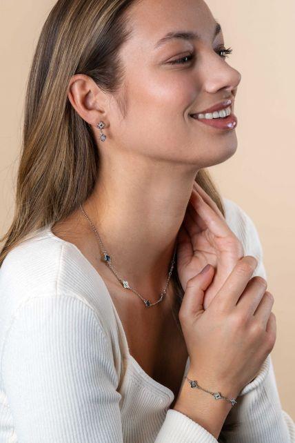 ZINZI zilveren oorsieraden met blauwe klavers 8mm ZIO2582