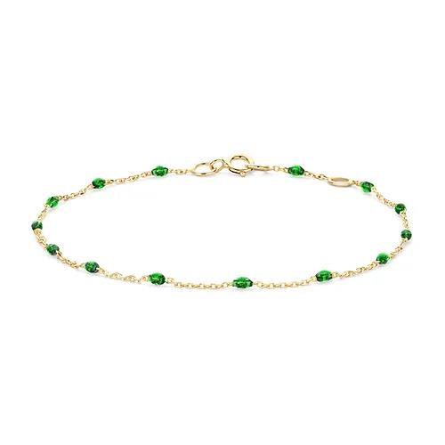 2226YRG Blush geelgouden armband met resin druppels groen