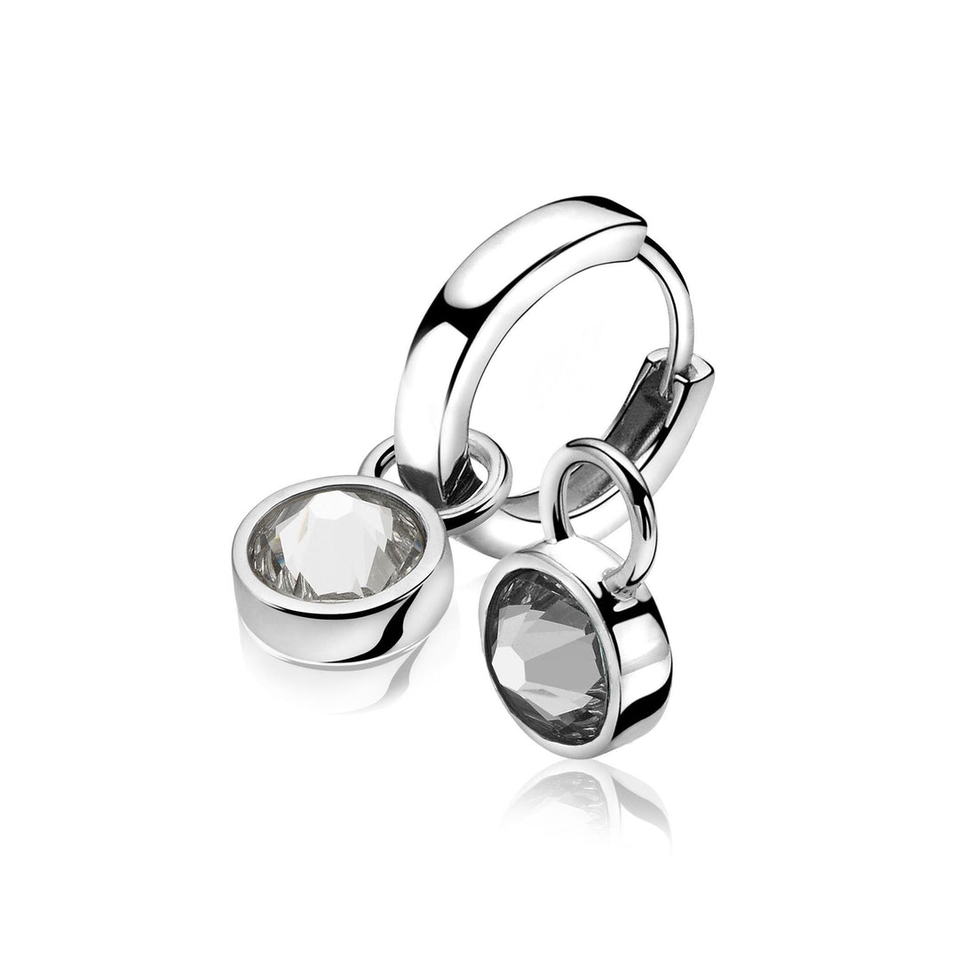 zilveren oorbedels dubbelzijdig zwart wit ZICH1006Z