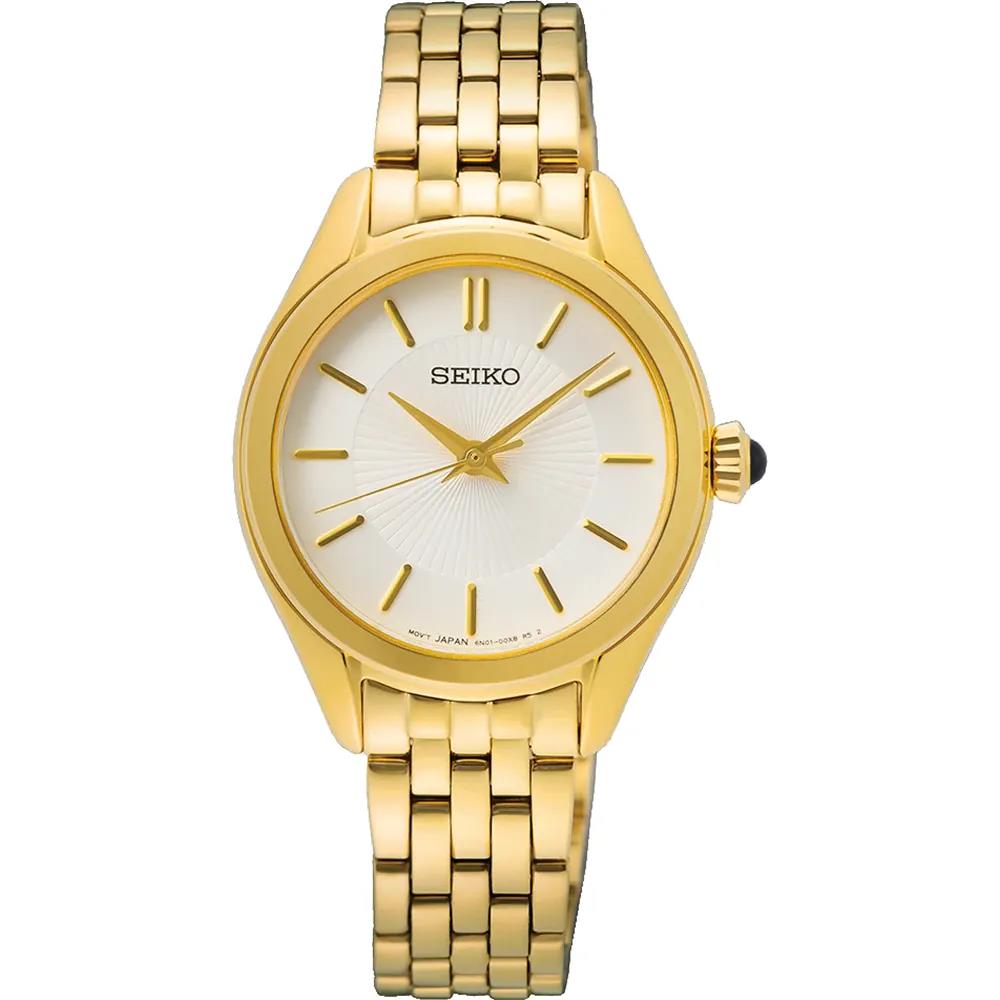 Seiko SUR538P1 dameshorloge goudkleurig met witte wijzerplaat