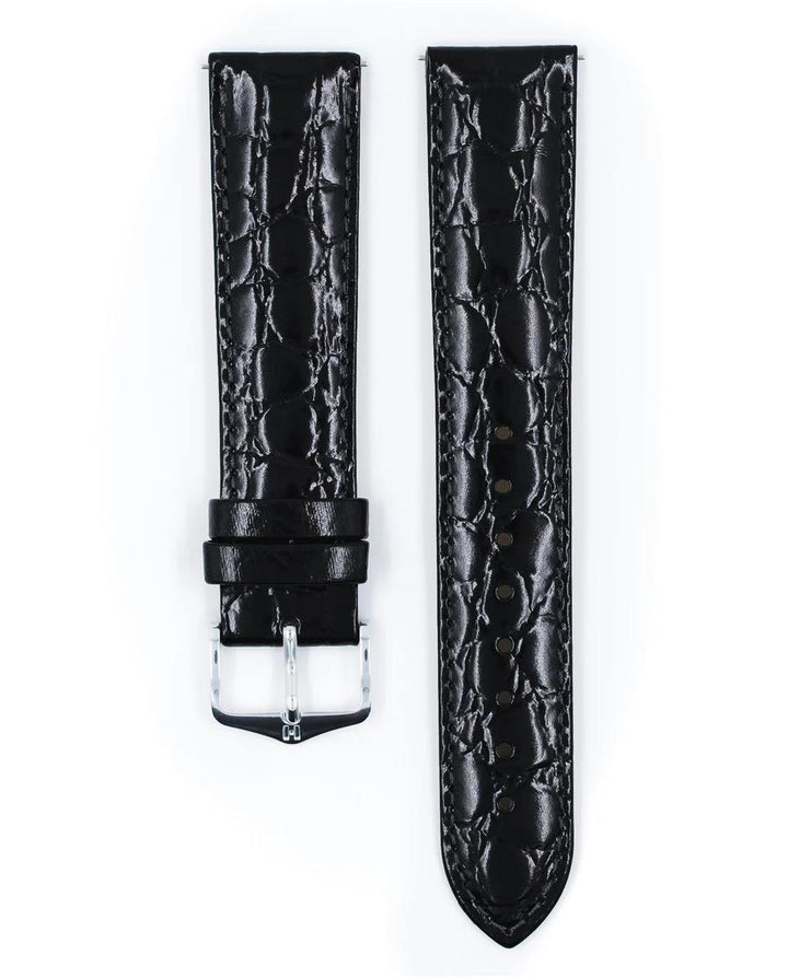 HIRSCH CROCOGRAIN L BLACK CALF 20/18MM