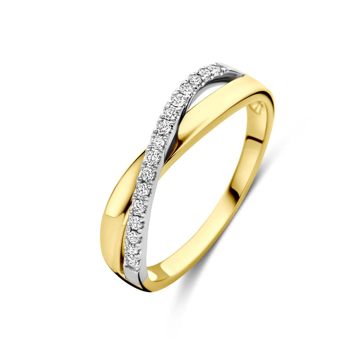 14k Bicolor ring diamant 0.14ct h si