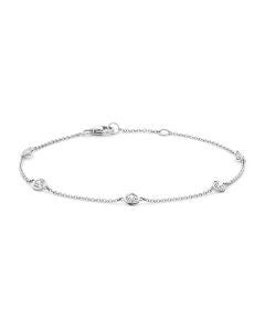 14 karaat witgouden armband met vijf diamanten