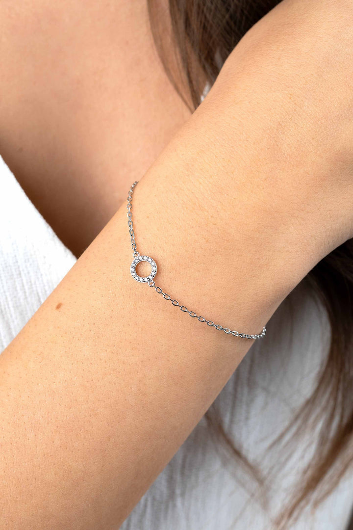 ZINZI zilveren armband met open rondje (7,5mm) bezet met witte zirconia&