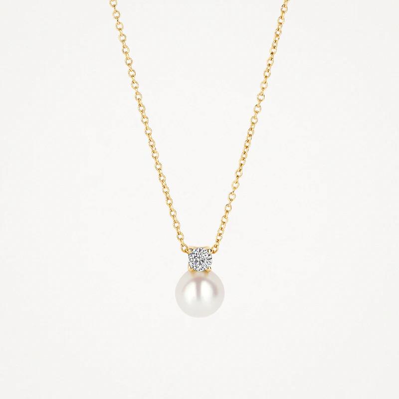 14k Geelgoud Blush Collier met Parel en Zirkonia 3163YPW