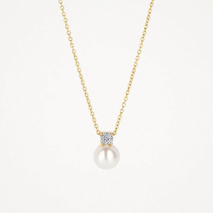 14k Geelgoud Blush Collier met Parel en Zirkonia 3163YPW