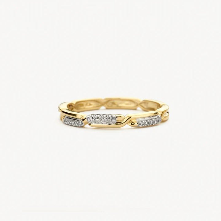14k Geel en Witgoud ring met zirkonia 1256BZI