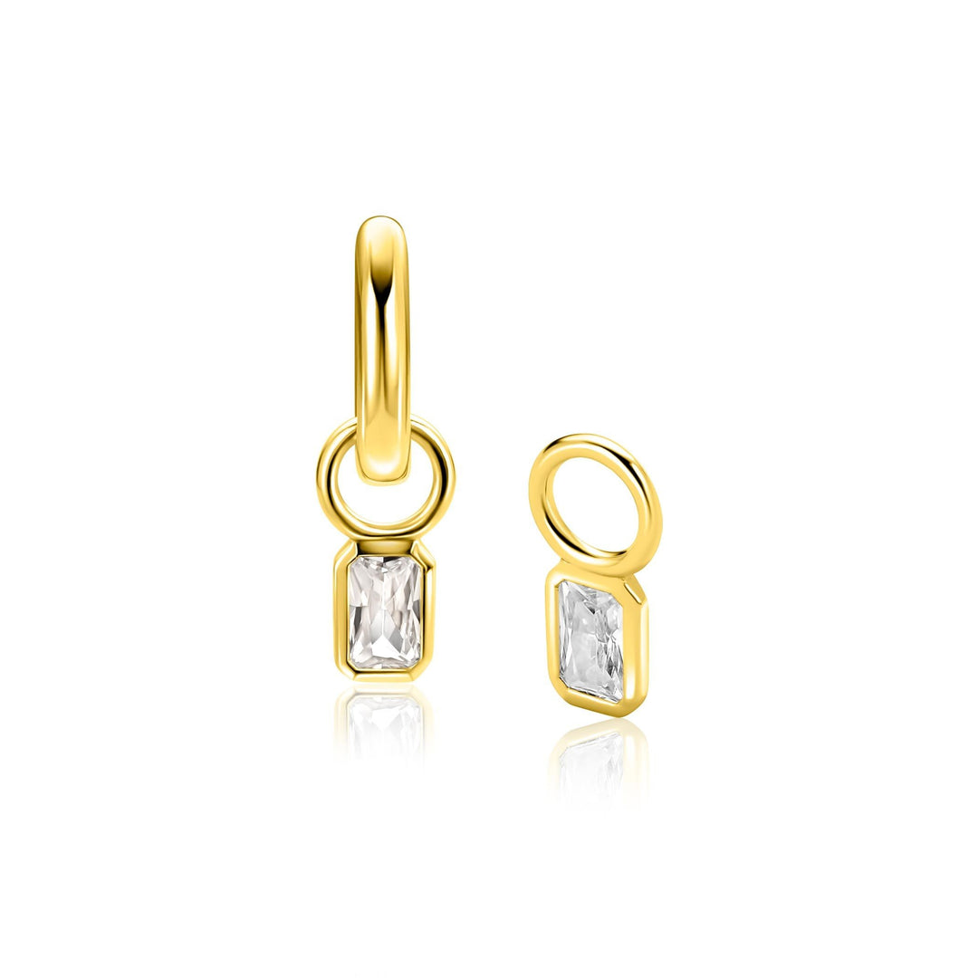 ZINZI goldplated oorbedels met baguette zirkonia – ZICH2826