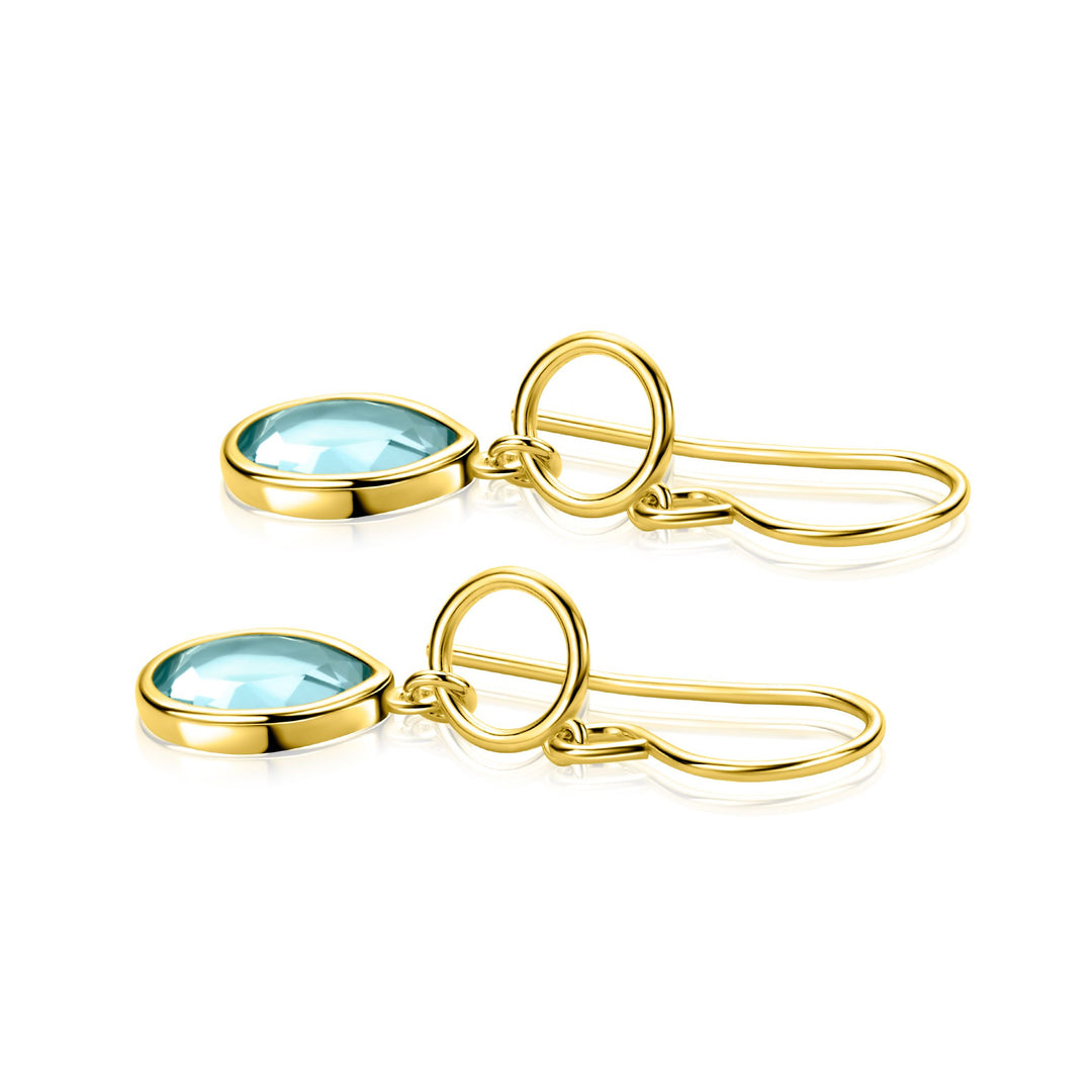 ZINZI gold plated oorhangers met turquoise peer en open rondje (36 mm). ZIO2716G