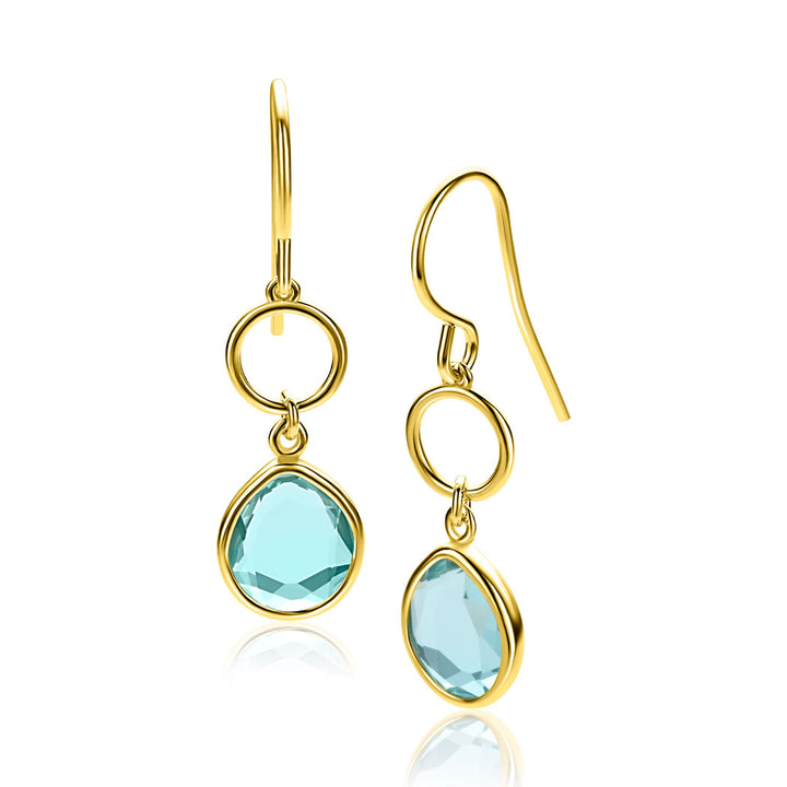 ZINZI gold plated oorhangers met turquoise peer en open rondje (36 mm). ZIO2716G