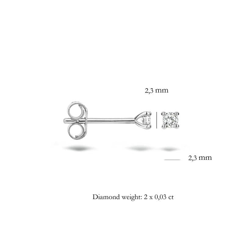 Oorknoppen 7600WDI - 14k Wit goud met Diamant