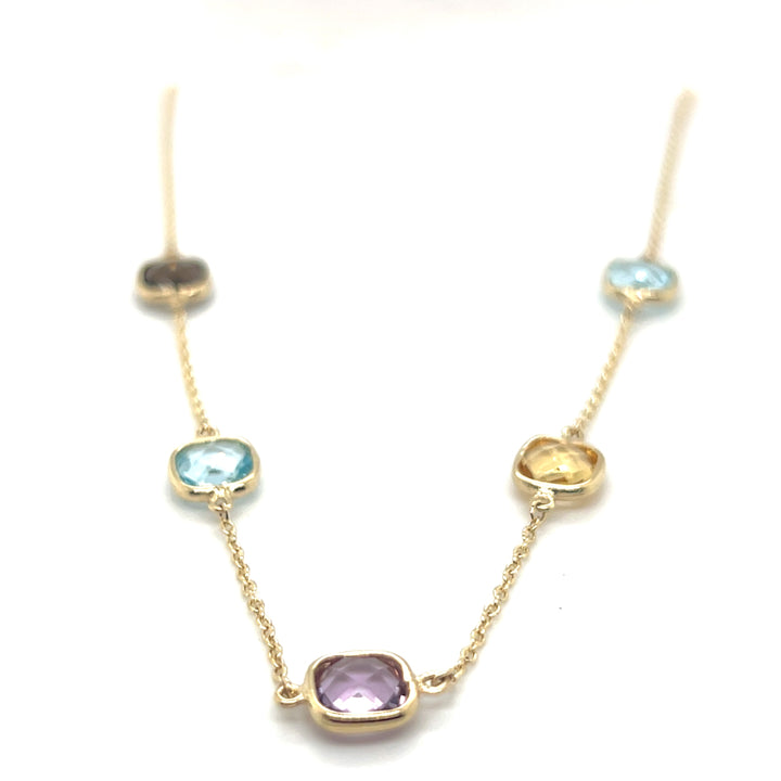 14 kt collier diverse edelstenen 42-45cm multicolor