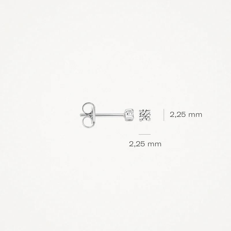 14k Witgoud  oorknoppen 7138WZI met zirkonia