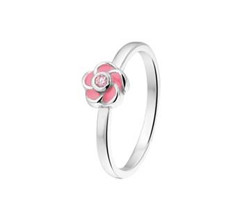 Zilveren Kinder Ring Bloem met Emaille en Roze Zirkonia – 13.27454