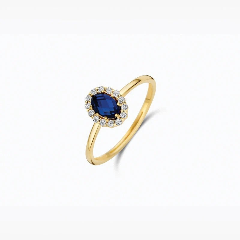 Blush Lab Diamonds Ring LG1082Y – 14 Karaat Geelgoud met Lab Grown Saffier en Diamant