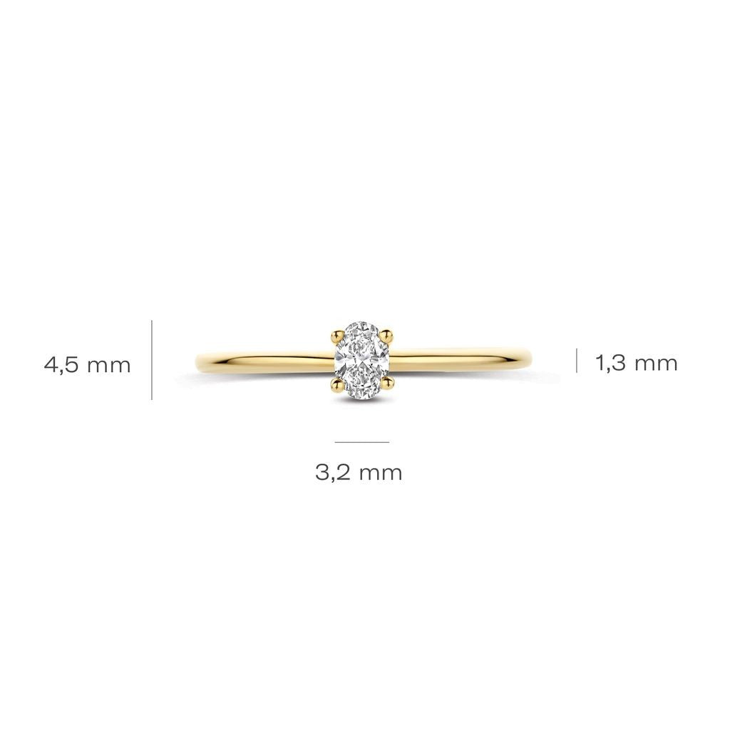 Blush Lab Diamonds Ring LG1078Y – 14 Karaat Geelgoud met 0,20 ct Ovale Lab Grown Diamant Maat 54