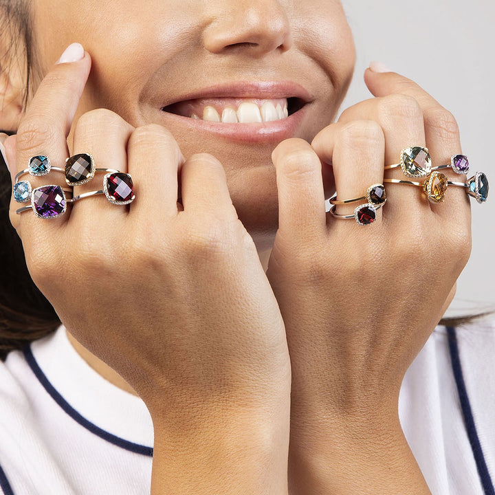 14 Karaat Witgouden Entourage Ring met rookkwarts & diamant