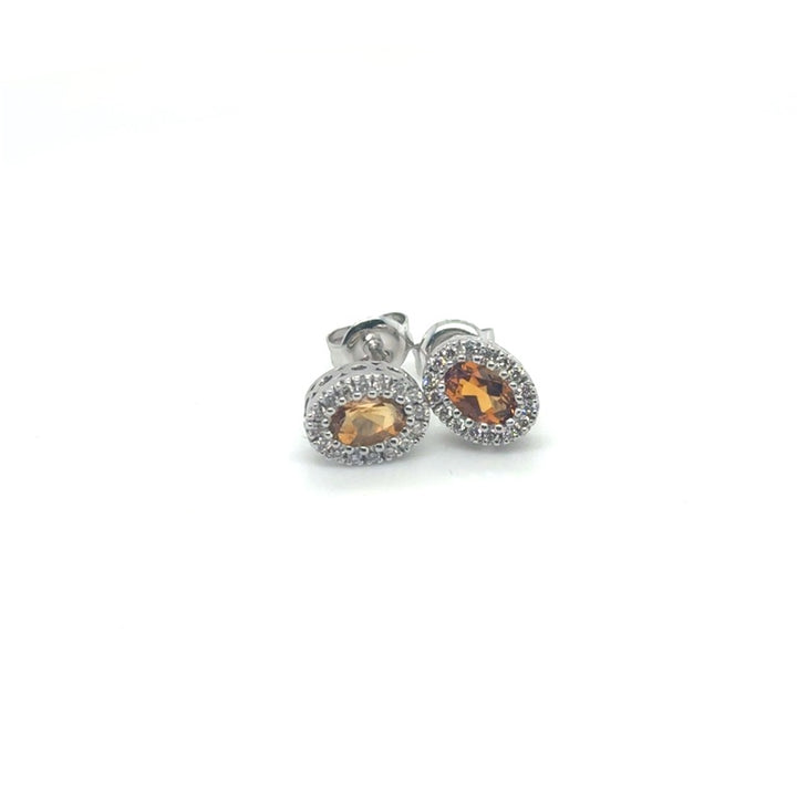 14 kt Witgouden Ring met Citrien en Diamant Ajour