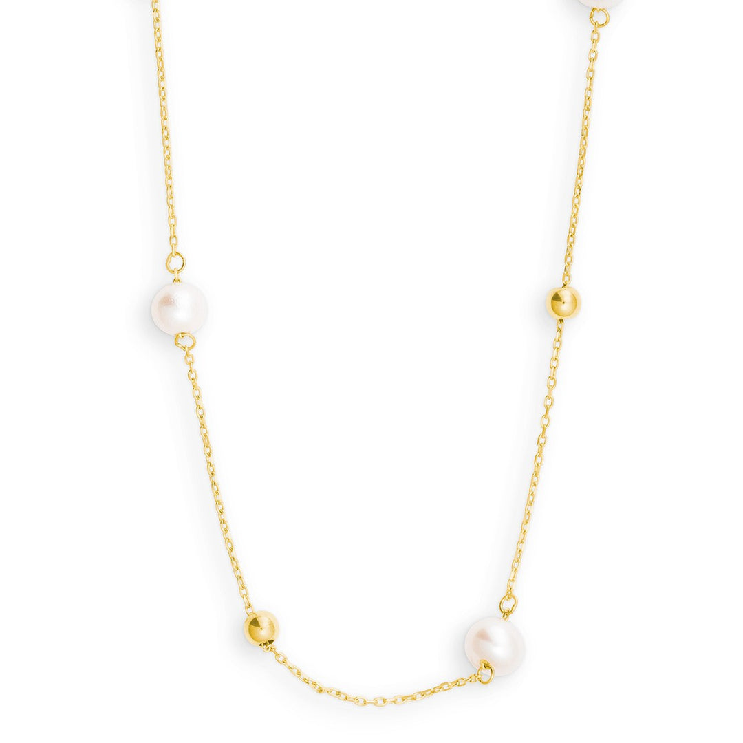 14 Karaat Geelgouden Collier met Zoetwaterparels 45 cm