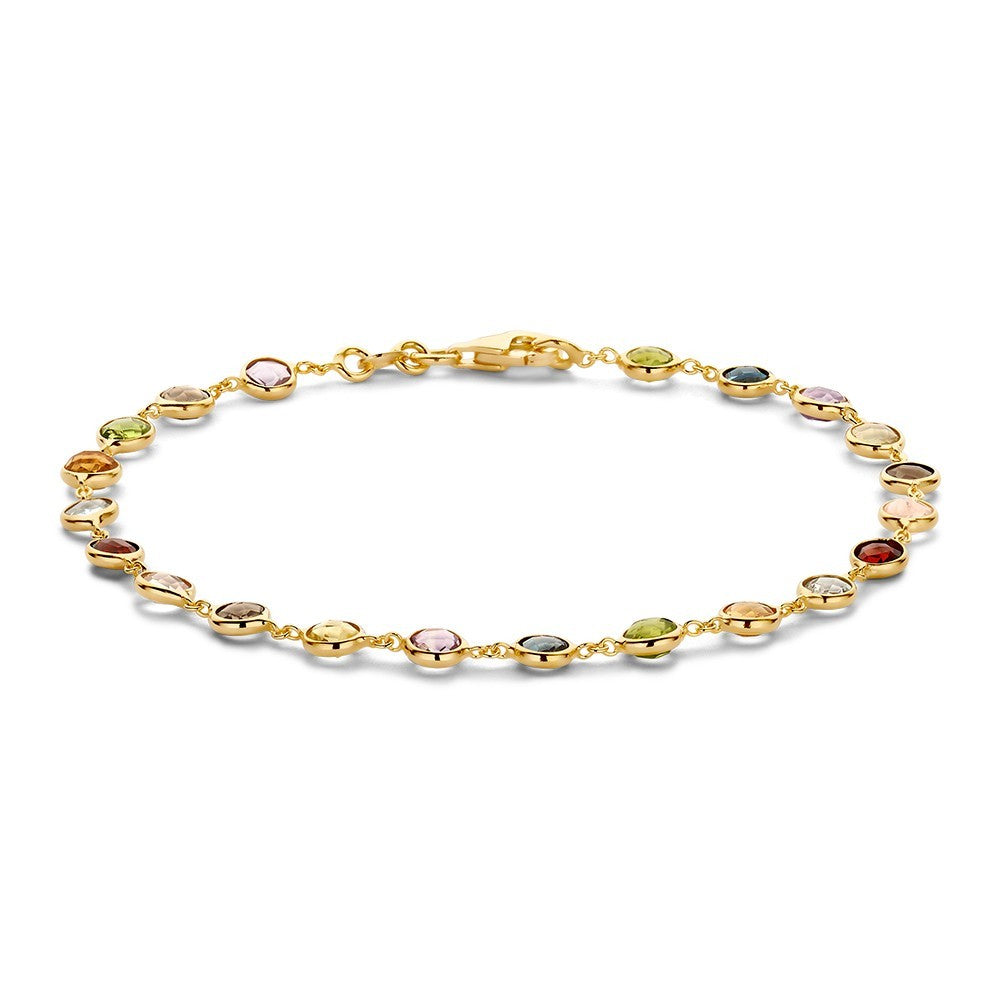 14 karaat geelgouden armband met kleurrijke edelstenen AW138117