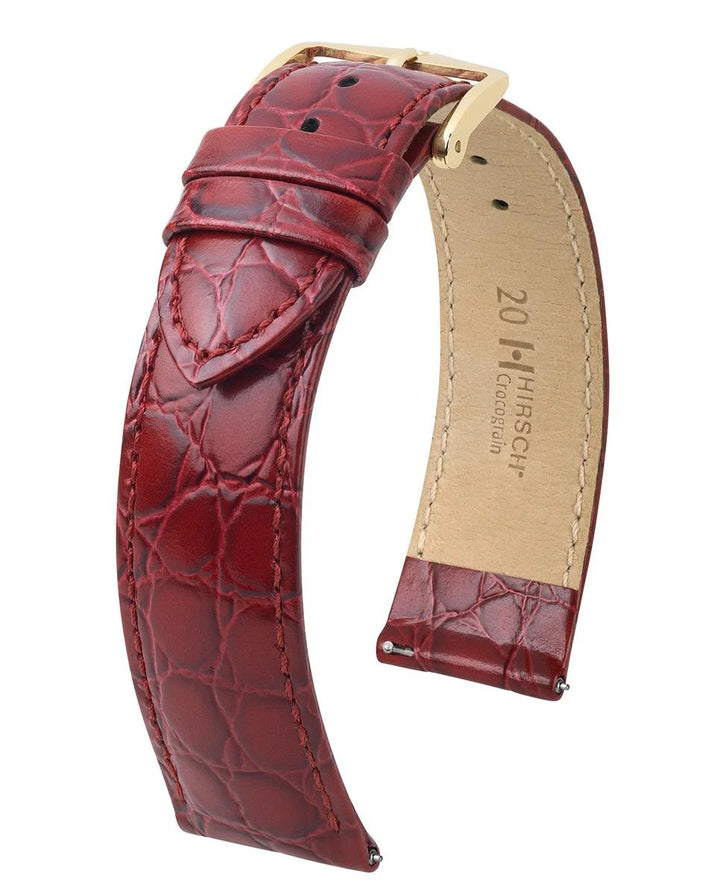 HIRSCH CROCOGRAIN M BURGUNDY CALF 18/16MM