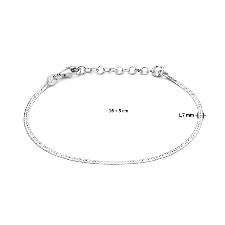 Gerhodineerde Zilveren Armband Gourmette 1,7 mm – 16 + 3 cm