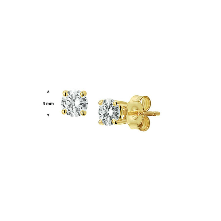14 kt oorknoppen 4 mm zirkonia