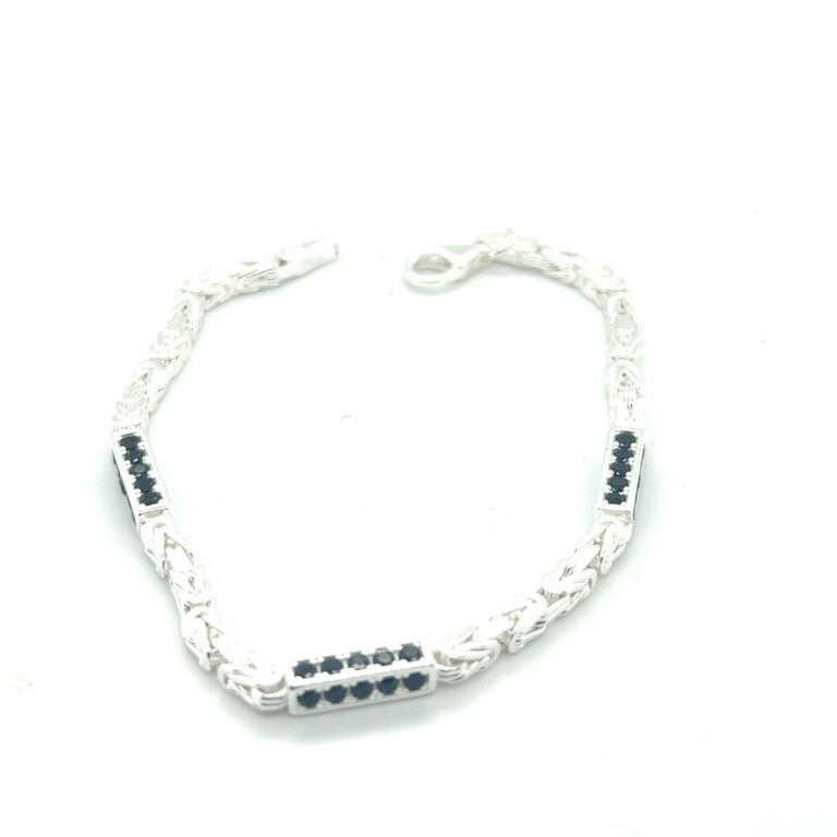 Zilveren Koningsschakel collier 3 mm met Onyx 55 cm