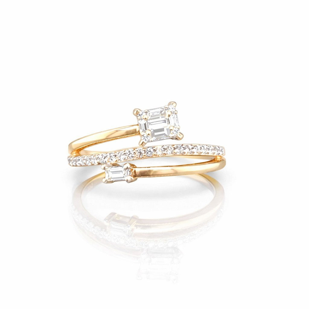 14 karaats ring diamant diverse slijpvormen diamant
