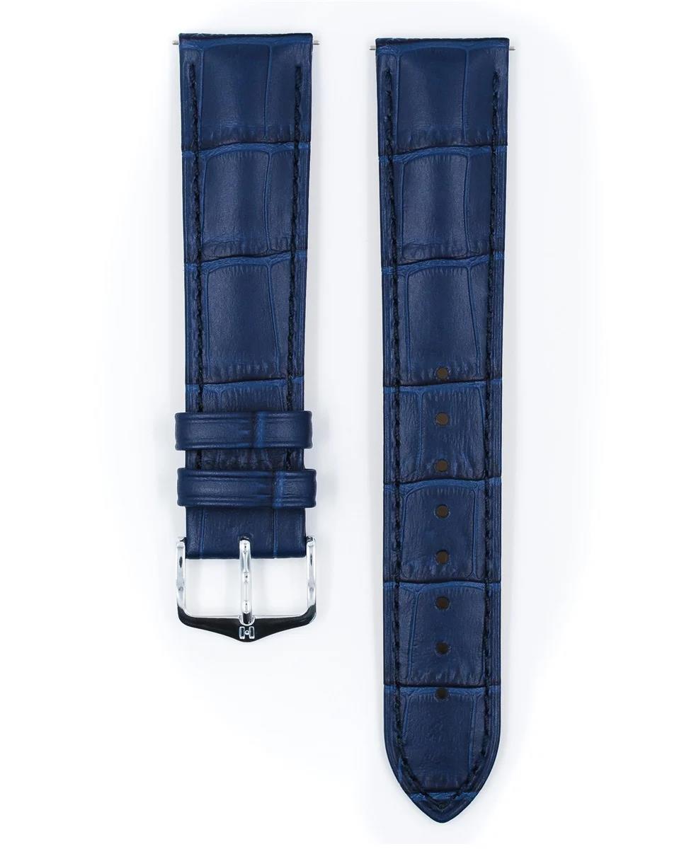 HIRSCH Duke L horlogeband blauw kalfsleer 20/18 mm