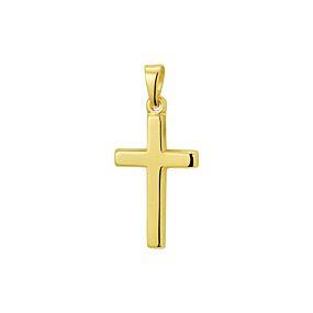 14 karaat geelgouden kruis hanger glad gepolijst
