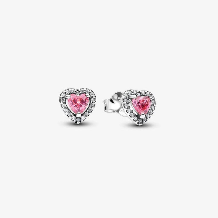 Elevated Pink Heart Stud Earrings 298427C02
