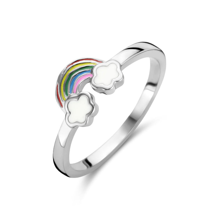 Kinder Ring met Emaille Regenboog van Gerhodineerd Zilver