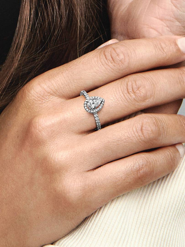 Pandora Sparkling Pear Halo Ring 192835C01