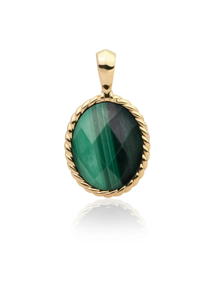 Sparkling Jewels Twist Pendant Malachite Gold Plated – SPG21-G73