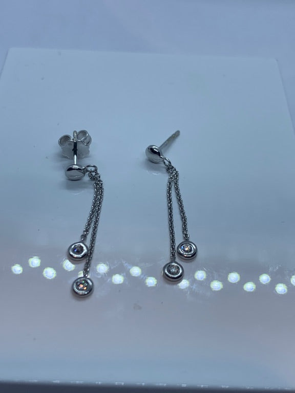 Witgoud Oorhangers 0,03ct