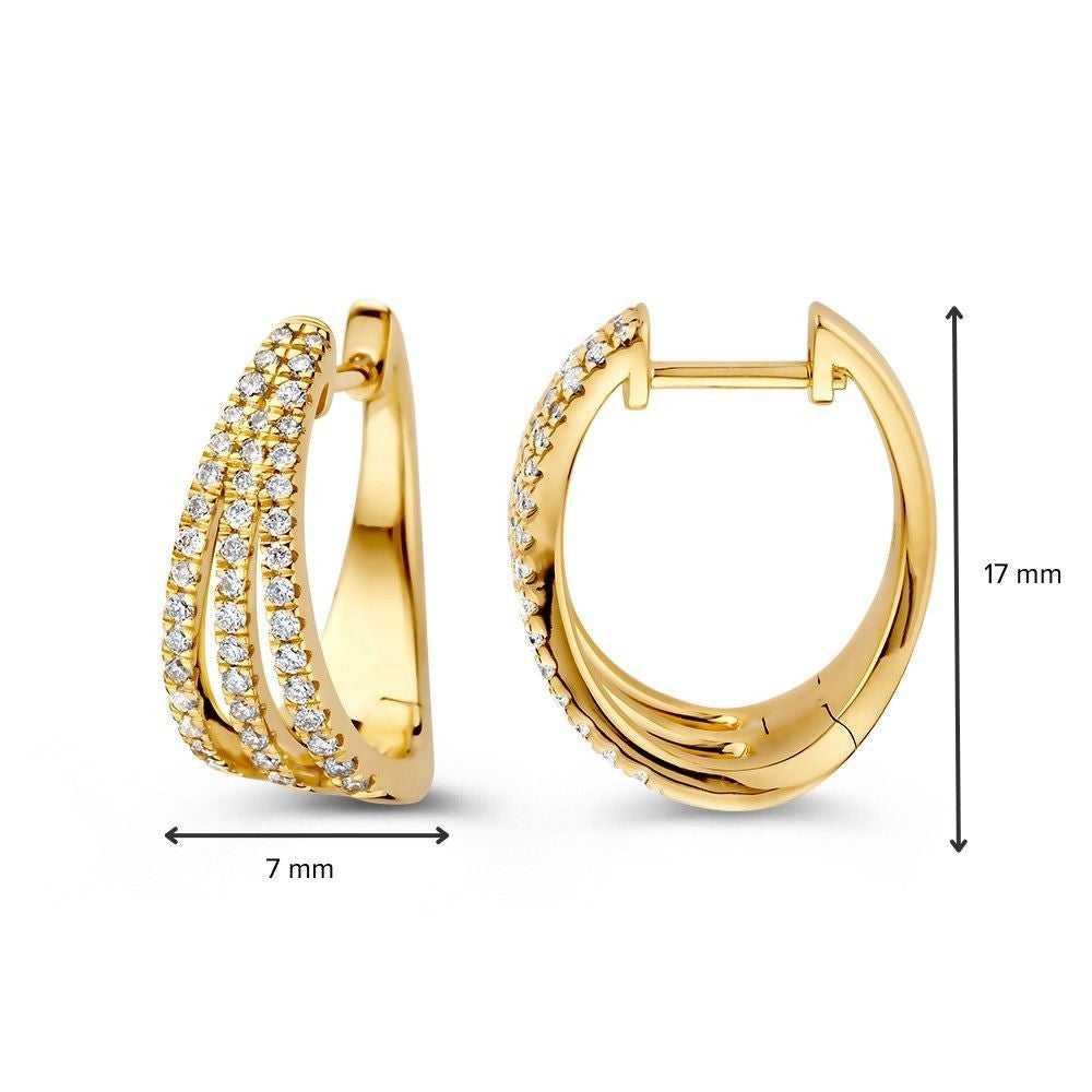 14 Karaat Geelgouden Oorringen met Briljant 0.48 crt – Driebanig Design OG118092