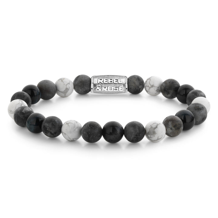 Rebel and Rose Ocean Rocks Kralen Grijs Zwart 8mm RR-80116-S-M