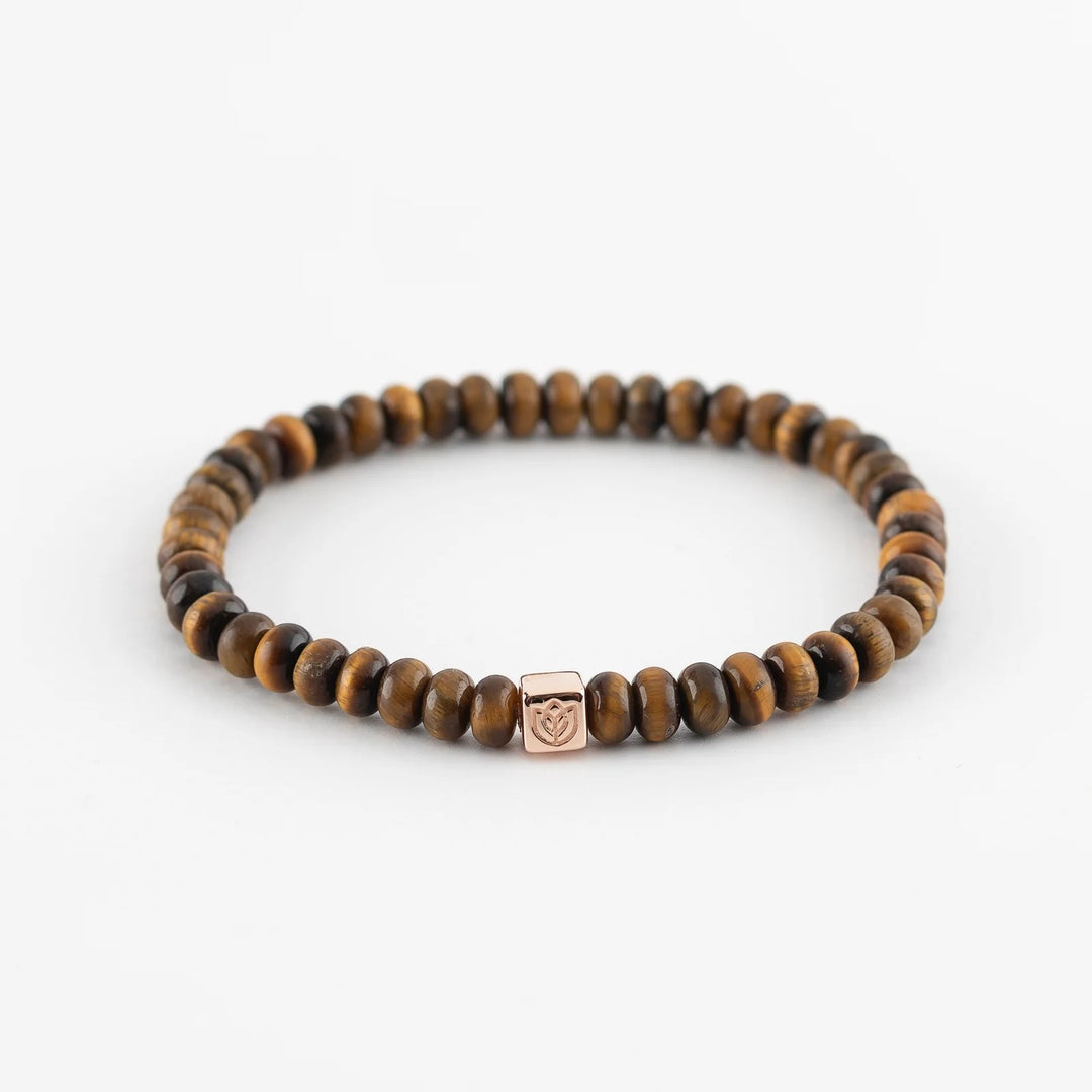 Y&G Men Edelstenen armband | Tijgeroog & 14k Cube 8006M-R
