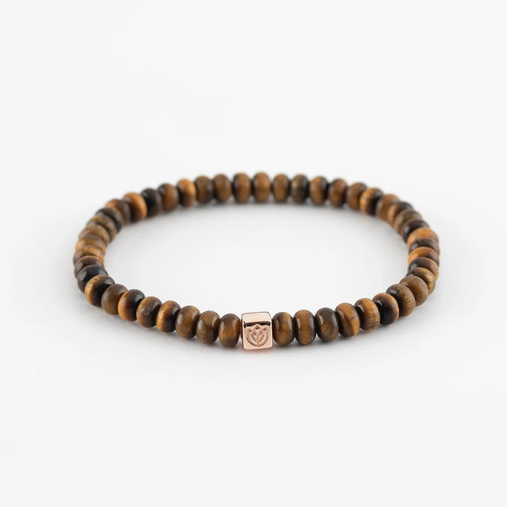 Y&G Men Edelstenen armband | Tijgeroog & 14k Cube 8006M-R