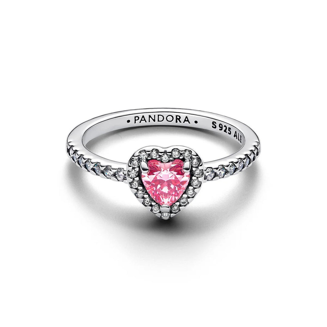 Pandora Verhoogde Roze Hart Ring 198421C03 – Sterling Zilver met Roze Zirkonia